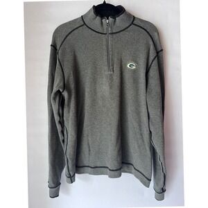 Cutter & Buck Green Bay Packers Grey 1/4 Zip Cotton Sweater Mens Small NFL